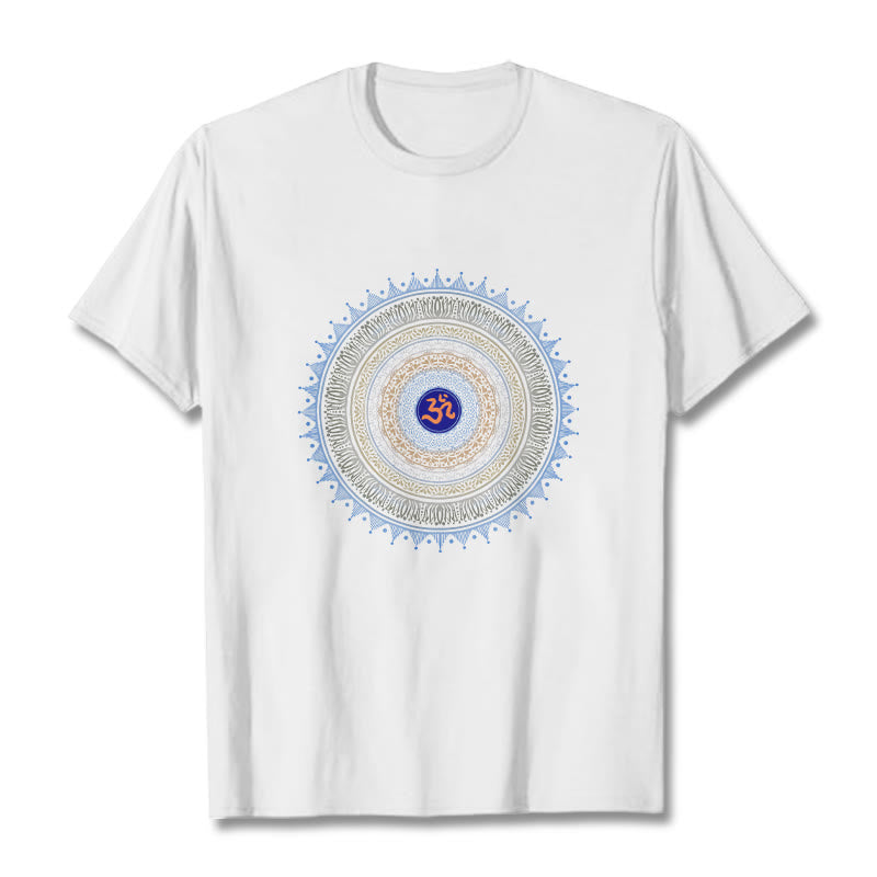 Buddha Stones Mandala Flower OM Pattern Tee T-shirt - White - 2XL - image 7