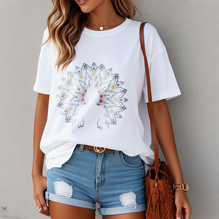 Buddha Stones Mandala Flower Seated Serene Buddha Pattern Tee T-shirt - image 2