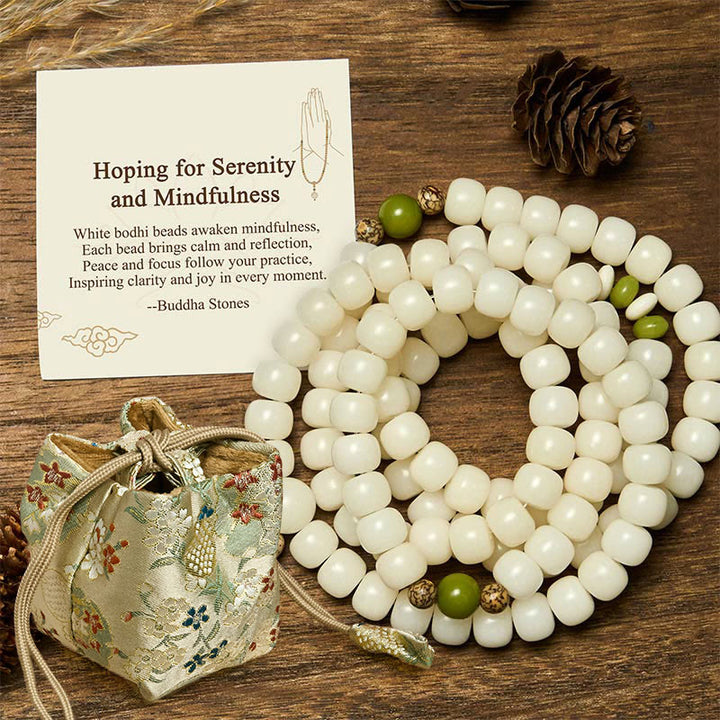 Buddha Stones "Hoping for Serenity and Mindfulness" Bodhi Lotus Mala Includes Gift Message Card - 8*10mm - Deluxe Gift Bag (+$9.59) - image 9