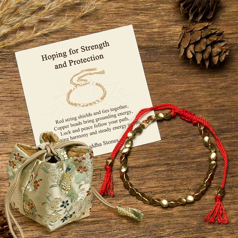 Buddha Stones "Hoping for Strength and Protection" Copper Beads Bracelet Includes Gift Message Card - Red rope - Deluxe Gift Bag (+$9.59) - image 4