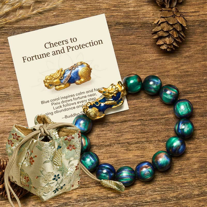 Buddha Stones "Cheers to Fortune and Protection" PiXiu Bracelet Includes Gift Message Card - 12mm Green Sea Willow(Wrist Circumference 17-18cm) - Deluxe Gift Bag (+$9.59) - image 14