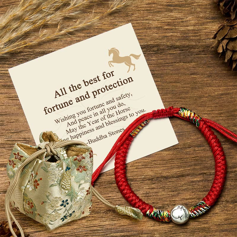 Buddha Stones "All the Best for Fortune and Protection" Year of the Horse Includes Gift Message Card - Horse Red String(Wrist Circumference 15.5-20cm) - Deluxe Gift Bag (+$9.59) - image 11