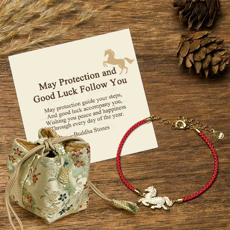 Buddha Stones "May Protection and Good Luck Follow You" Year of the Horse Includes Gift Message Card - Horse(Wrist Circumference 14-18cm) - Deluxe Gift Bag (+$9.59) - image 7