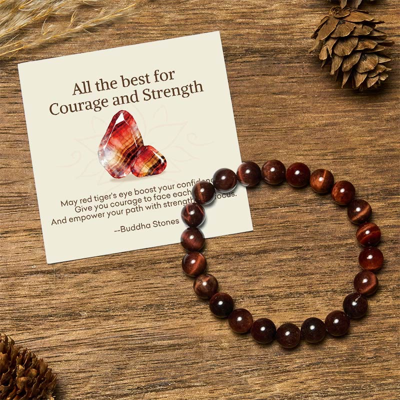 Buddha Stones "All the Best for Love and Harmony" Stone Quartz Bracelet Includes Gift Message Card - 8mm - Red Tiger Eye - Standard Gift Box - image 56