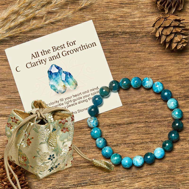 Buddha Stones "All the Best for Love and Harmony" Stone Quartz Bracelet Includes Gift Message Card - 8mm - Blue Apatite - Deluxe Gift Bag (+$9.59) - image 95