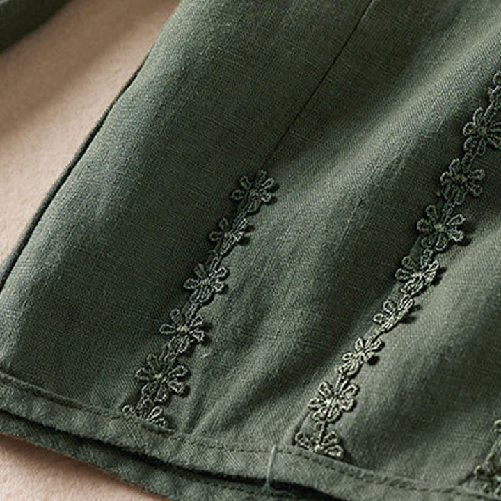 Buddha Stones Summer Small Flower Embroidery Harem Pants With Pockets - image 32
