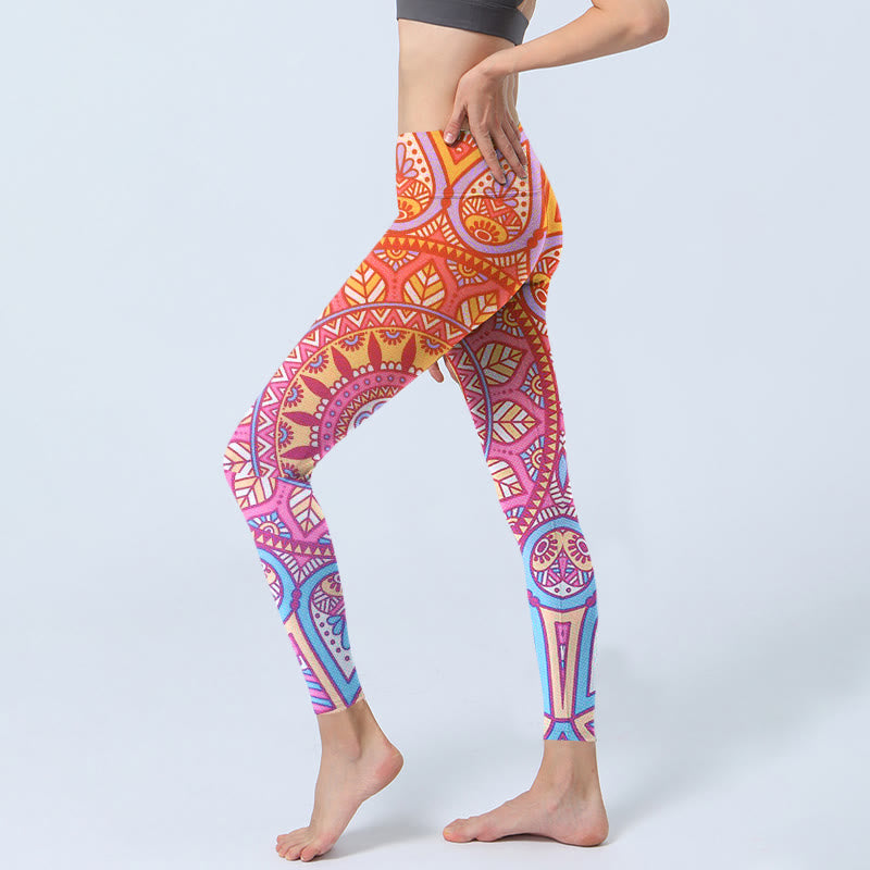 Buddha Stones Colorful Mandala Pattern Gym Leggings Women's Yoga Pants - image 2