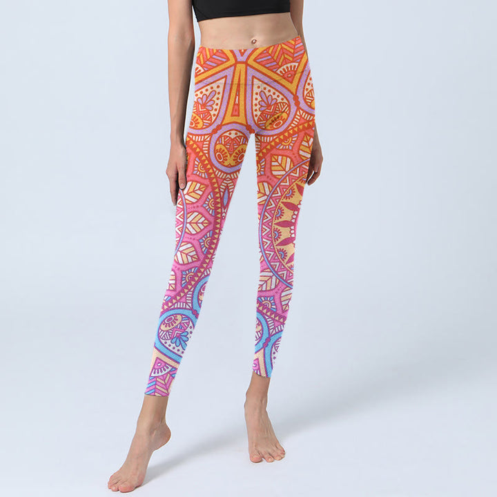 Buddha Stones Colorful Mandala Pattern Gym Leggings Women's Yoga Pants - image 5