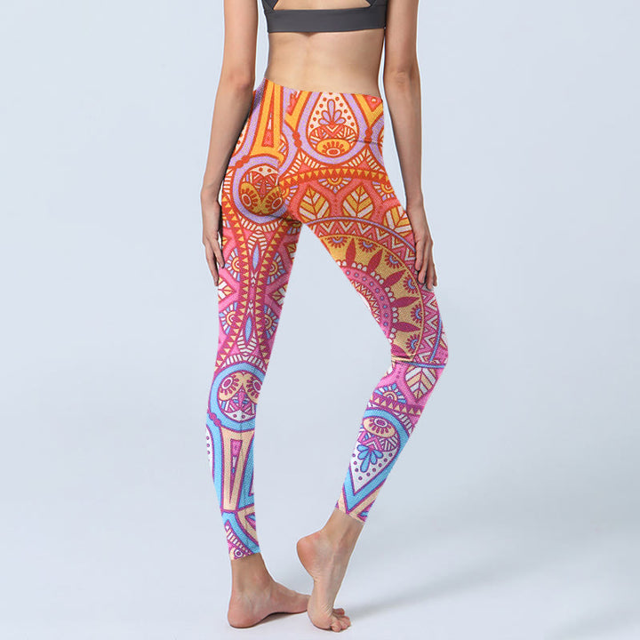 Buddha Stones Colorful Mandala Pattern Gym Leggings Women's Yoga Pants - image 3