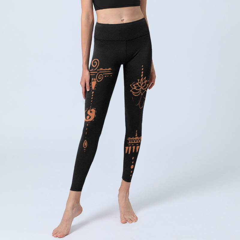 Buddha Stones Lotus Spiral Shape Gym Leggings Women's Yoga Pants - image 5
