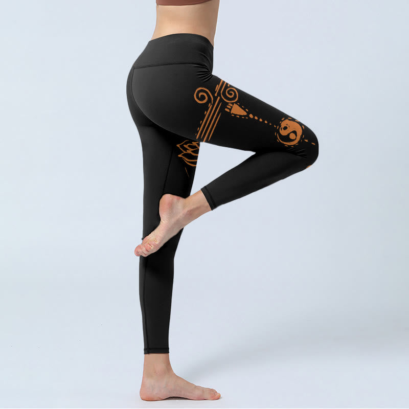 Buddha Stones Lotus Spiral Shape Gym Leggings Women's Yoga Pants - image 4