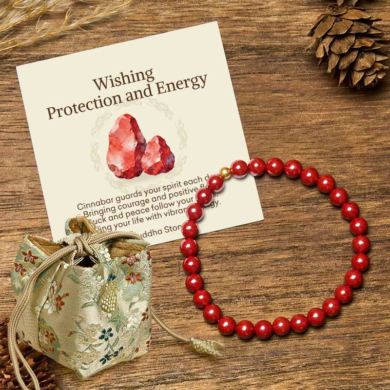 Buddha Stones "Wishing Protection and Energy" Cinnabar Bracelet Includes Gift Message Card - 6mm Imperial Cinnabar&4mm 925 Sterling Silver - Deluxe Gift Bag (+$9.59) - image 19