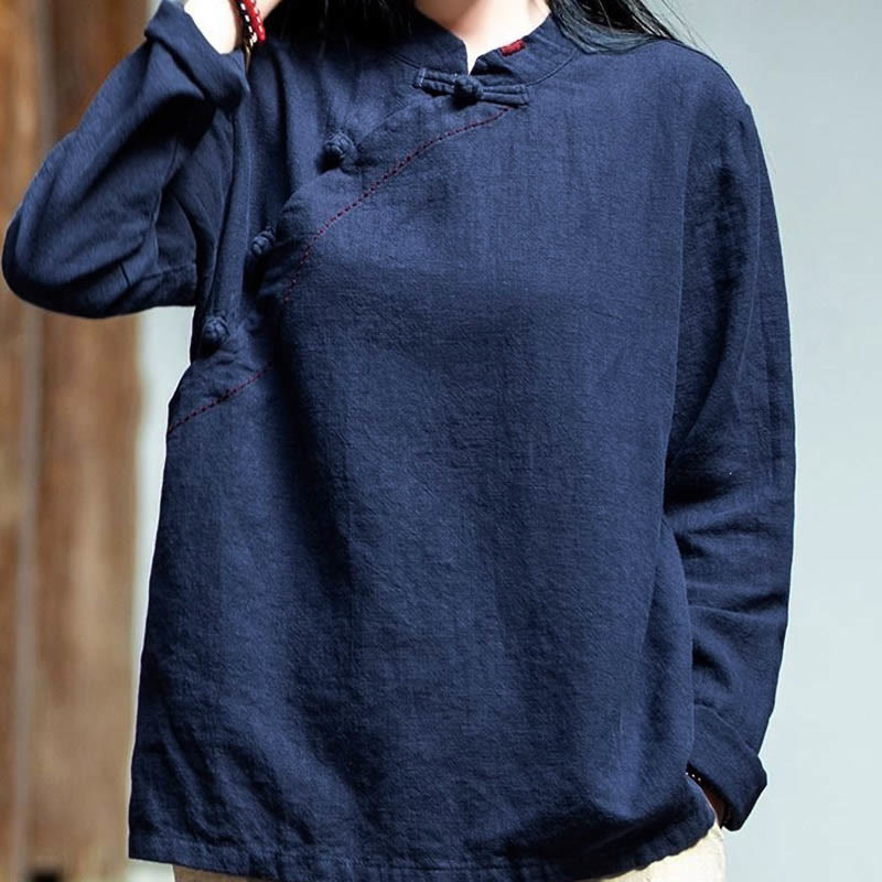Buddha Stones Oblique Collar Knot button Loose Clothing - image 20