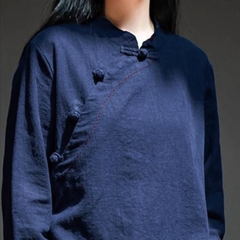 Buddha Stones Oblique Collar Knot button Loose Clothing - image 19