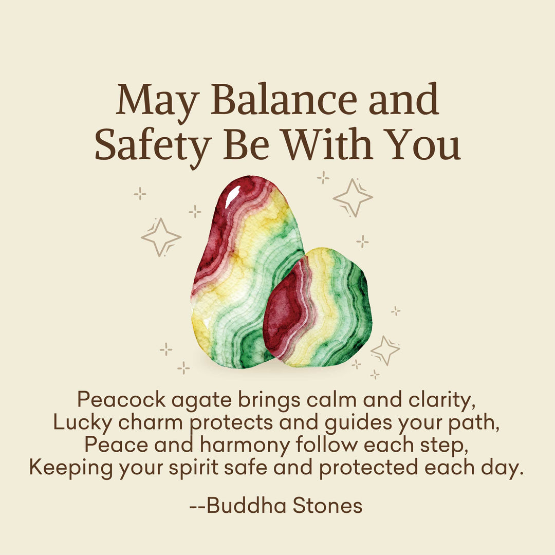 Buddha Stones "May Balance and Safety Be With You"Peacock Agate Bracelet Includes Gift Message Card - image 2