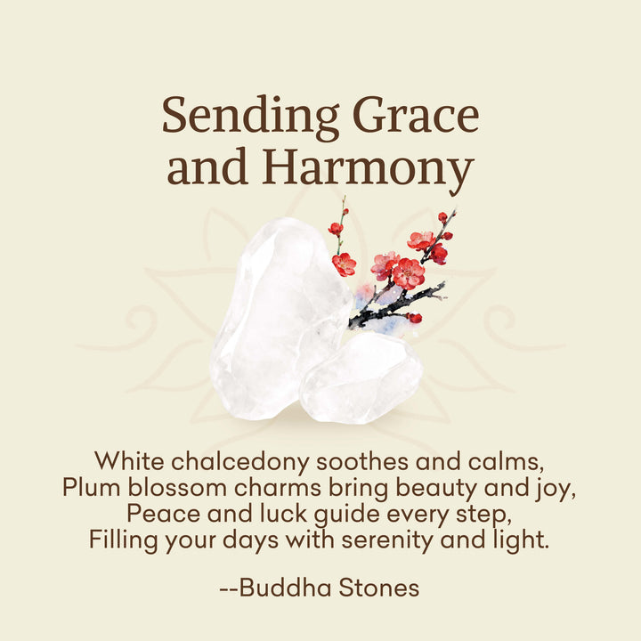 Buddha Stones "Sending Grace and Harmony"Plum Blossom Chalcedony Bracelet Includes Gift Message Card - image 2