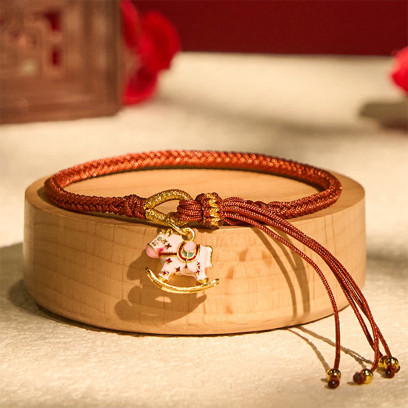 Buddha Stones Chinese Zodiac Year of the Horse Red String Luck Braided Bracelet - Horse(Wrist Circumference 14-18cm) - image 0
