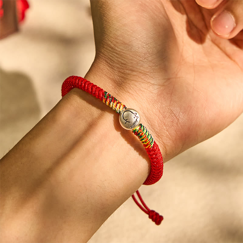 Buddha Stones 999 Sterling Silver Chinese Zodiac Year Of The Horse Red String Strength Braided Bracelet - image 4