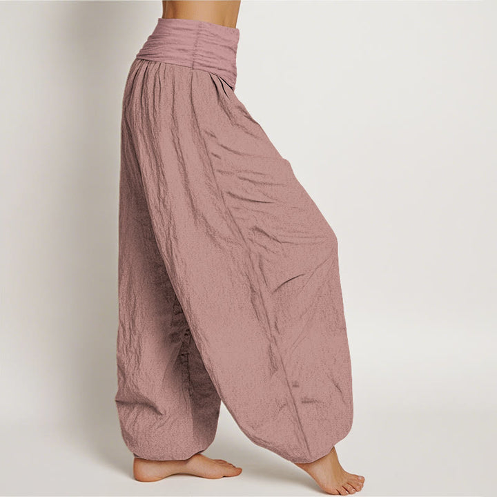 Buddha Stones LightPink Pure Cotton Women's Elastic Waist Harem  Pants - image 2