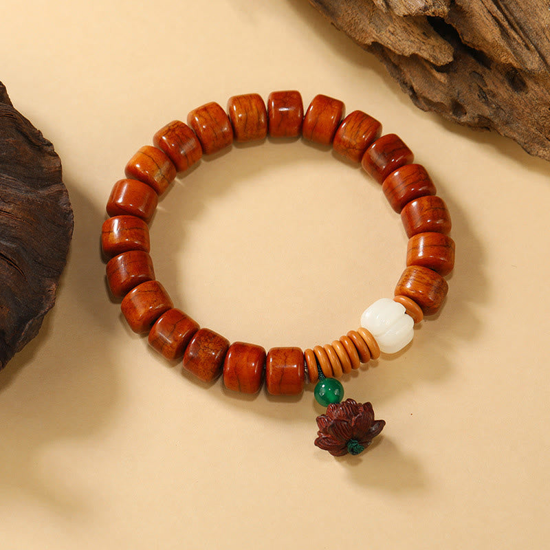 Buddha Stones Bone Beads Lotus Peace Buckle Design Enlightenment Bracelet - Bone Beads & Lotus(Wrist Circumference: 15cm-16cm) - image 5