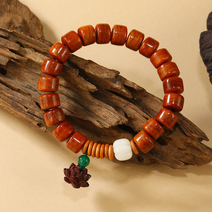 Buddha Stones Bone Beads Lotus Peace Buckle Design Enlightenment Bracelet - image 6