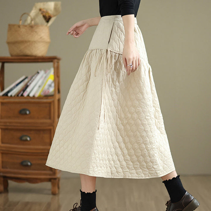 Buddha Stones Plain Elastic Waist Cotton Women's Straight Skirt With Pockets - image 10