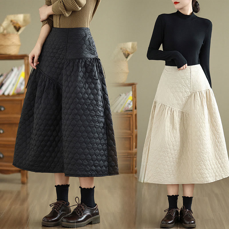 Buddha Stones Plain Elastic Waist Cotton Women's Straight Skirt With Pockets - image 15
