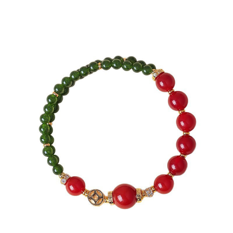 Buddha Stones Natural Red Agate Double Wrap Design Green Chalcedony Calm Bracelet - image 6