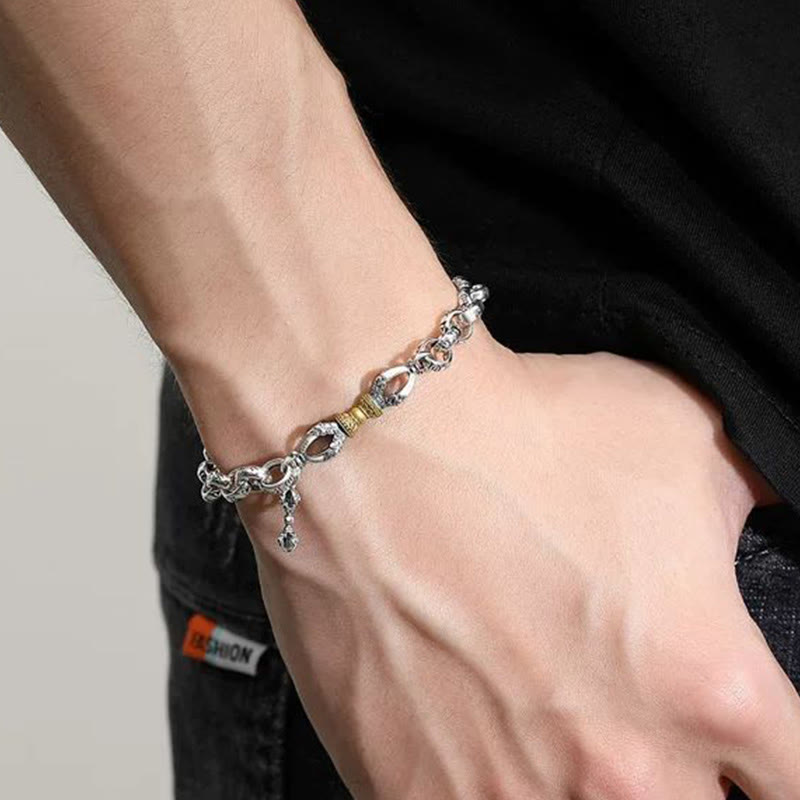 Buddha Stones Retro Om Mani Padme Hum Vajra Copper Calm Bracelet - image 5