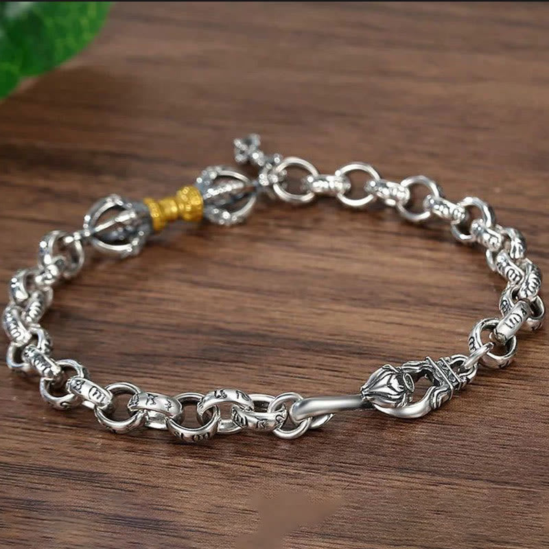 Buddha Stones Retro Om Mani Padme Hum Vajra Copper Calm Bracelet - image 2