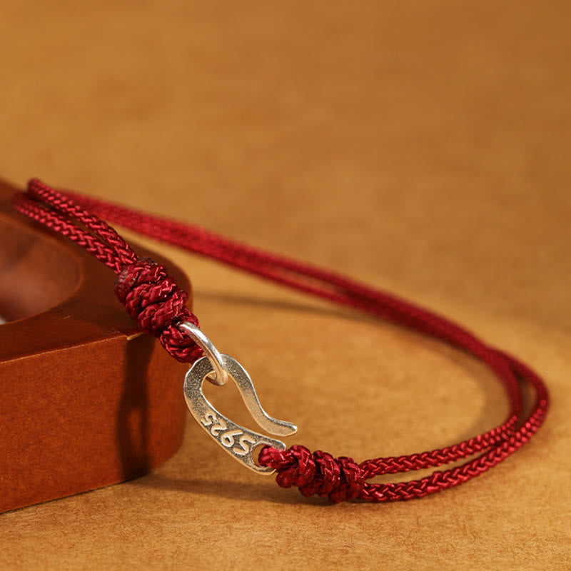 Buddha Stones 925 Sterling Silver Hook Design Red String Strength Colorful Bracelet - image 1