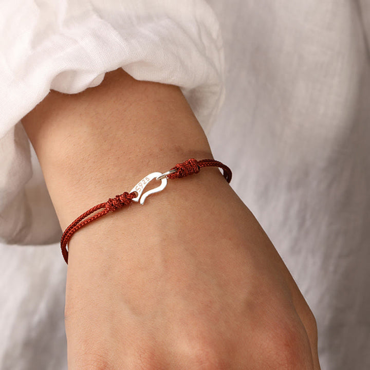 Buddha Stones 925 Sterling Silver Hook Design Red String Strength Colorful Bracelet - image 15