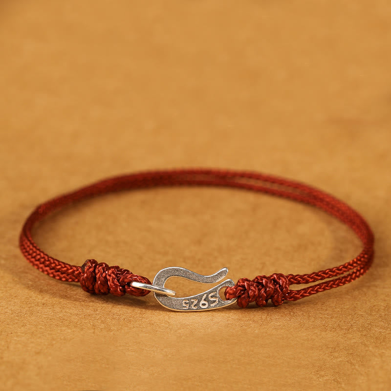 Buddha Stones 925 Sterling Silver Hook Design Red String Strength Colorful Bracelet - image 10