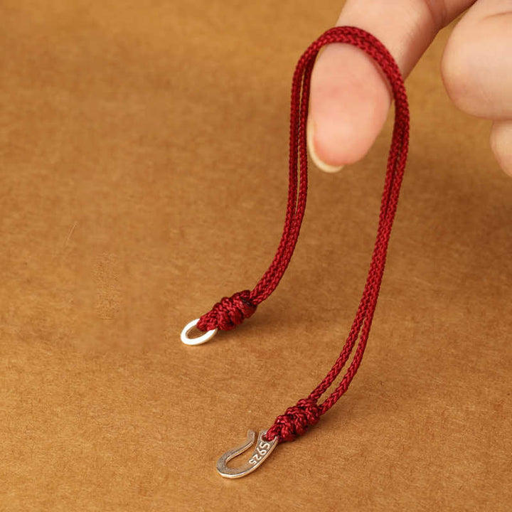 Buddha Stones 925 Sterling Silver Hook Design Red String Strength Colorful Bracelet - image 4