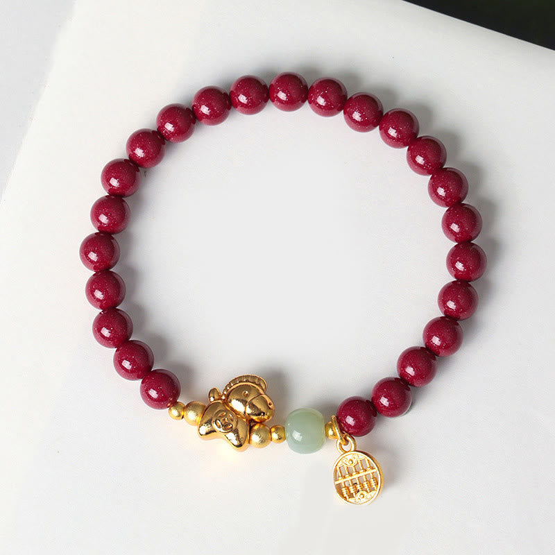 Buddha Stones Year Of The Horse Natural Cinnabar Hetian Jade Concentration Bracelet - image 11
