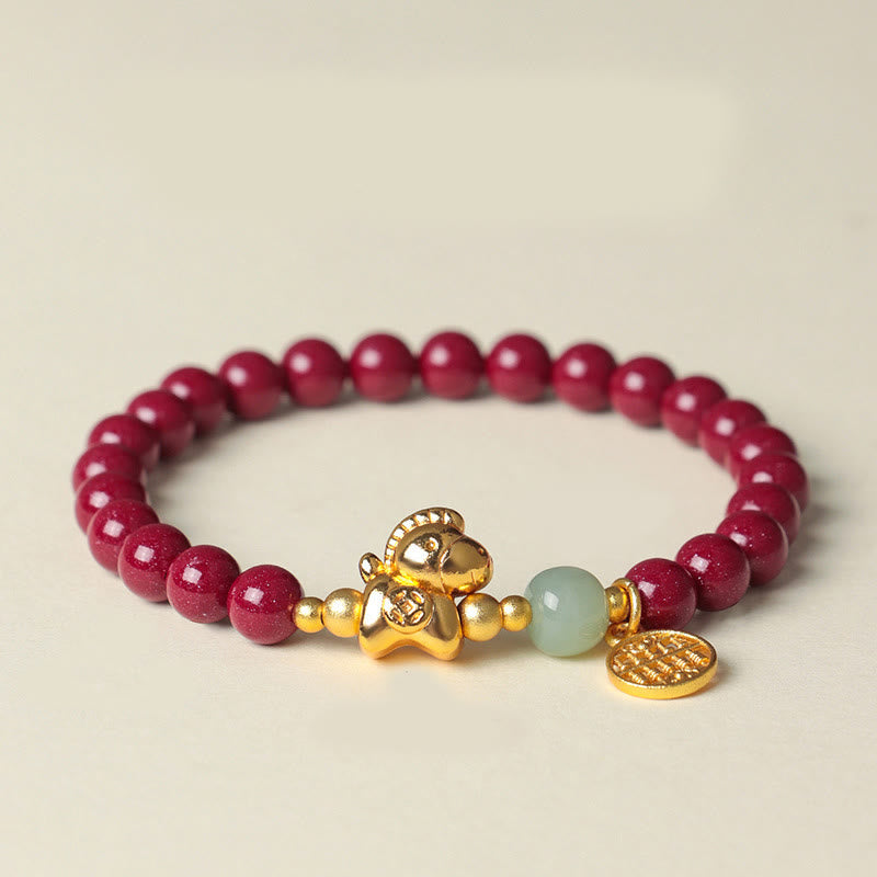 Buddha Stones Year Of The Horse Natural Cinnabar Hetian Jade Concentration Bracelet - Cinnabar(Wrist Circumference:13-15cm) - image 7