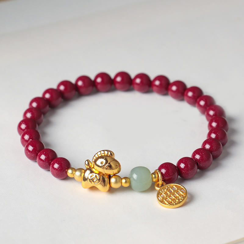 Buddha Stones Year Of The Horse Natural Cinnabar Hetian Jade Concentration Bracelet - image 10