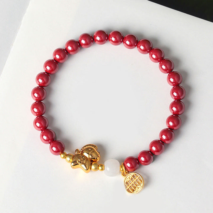 Buddha Stones Year Of The Horse Natural Cinnabar Hetian Jade Concentration Bracelet - image 4