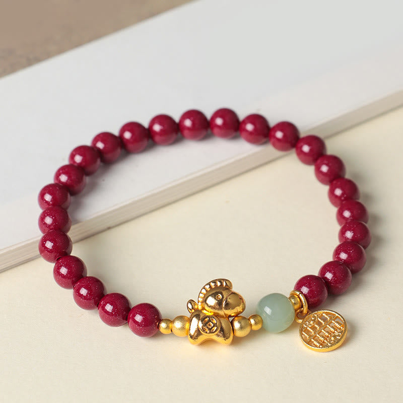 Buddha Stones Year Of The Horse Natural Cinnabar Hetian Jade Concentration Bracelet - image 9