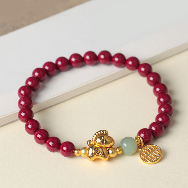 Buddha Stones Year Of The Horse Natural Cinnabar Hetian Jade Concentration Bracelet - image 9