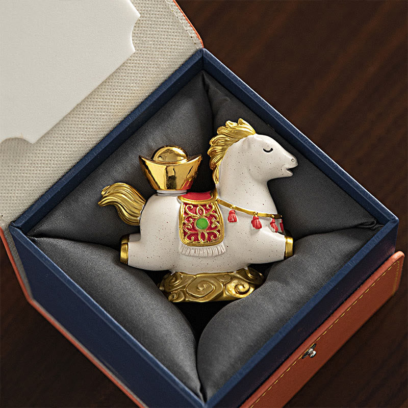 Buddha Stones Chinese Zodiac Year Of The Horse Fu Character Prosperity Home Decoration - White Horse With Sycee(8.5*4.3*7.5 cm) - image 0