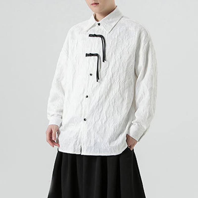 Buddha Stones Frog-Button Leaves Pattern Long Sleeve Men's Tang Suit Jacket - image 24