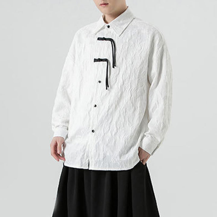 Buddha Stones Frog-Button Leaves Pattern Long Sleeve Men's Tang Suit Jacket - image 24