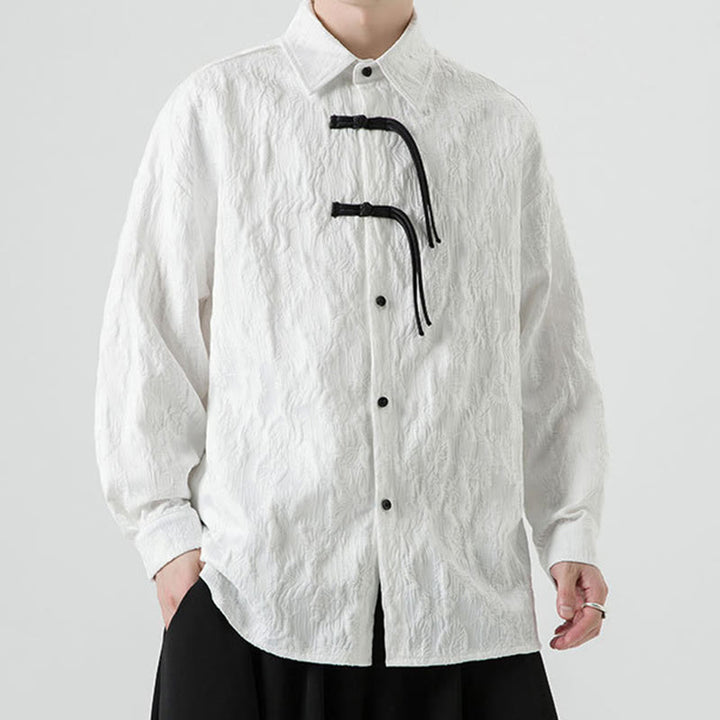 Buddha Stones Frog-Button Leaves Pattern Long Sleeve Men's Tang Suit Jacket - image 22