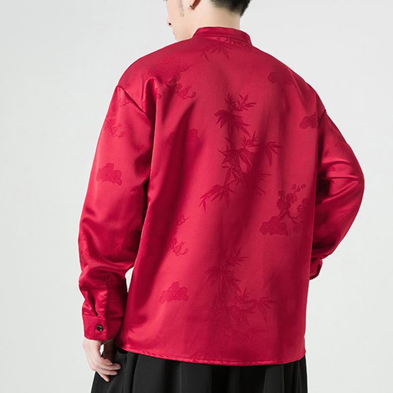 Buddha Stones Plain Frog-Button Design Tang Suit Men's Long Sleeve Jacket - image 2