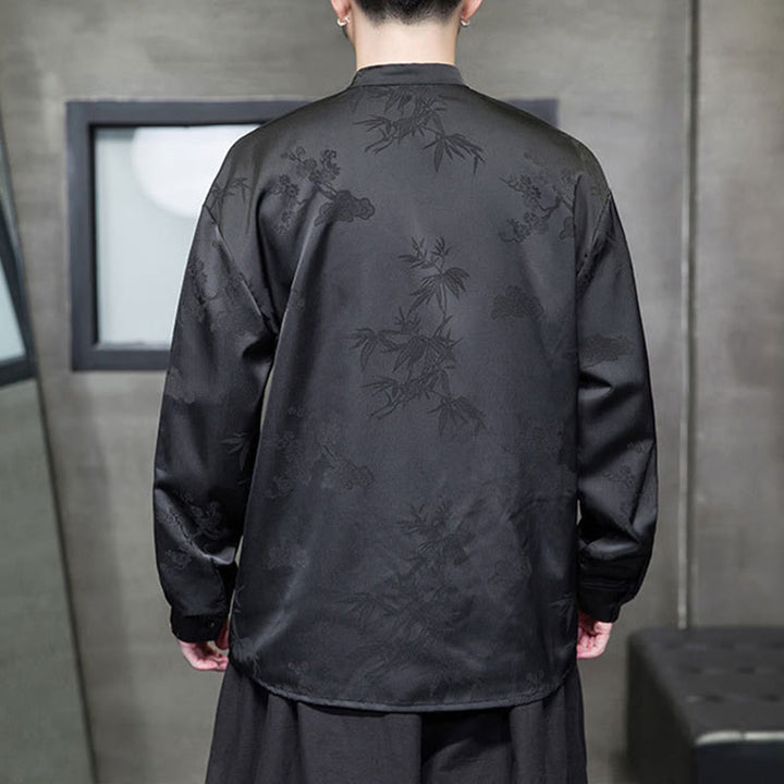 Buddha Stones Plain Frog-Button Design Tang Suit Men's Long Sleeve Jacket - image 17