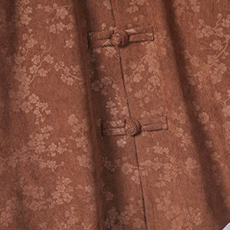 Buddha Stones Plain Plum Blossom Pattern Long Sleeve Men's Cotton Corduroy Tang Suit Jacket - image 18