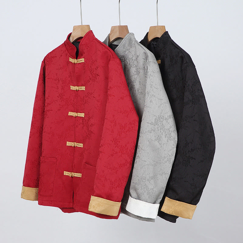 Buddha Stones Jacquard Stand Collar Long Sleeve Men's Cotton Jacket With Pockets - image 13