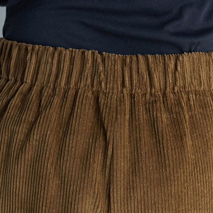 Buddha Stones Women's Plain Side Zipper Design Wide Leg Corduroy 7-8 Length Pants With Pockets - image 6