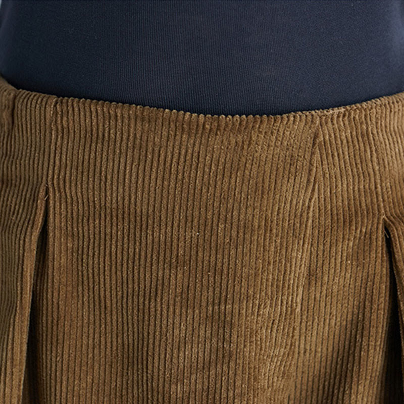 Buddha Stones Women's Plain Side Zipper Design Wide Leg Corduroy 7-8 Length Pants With Pockets - image 8